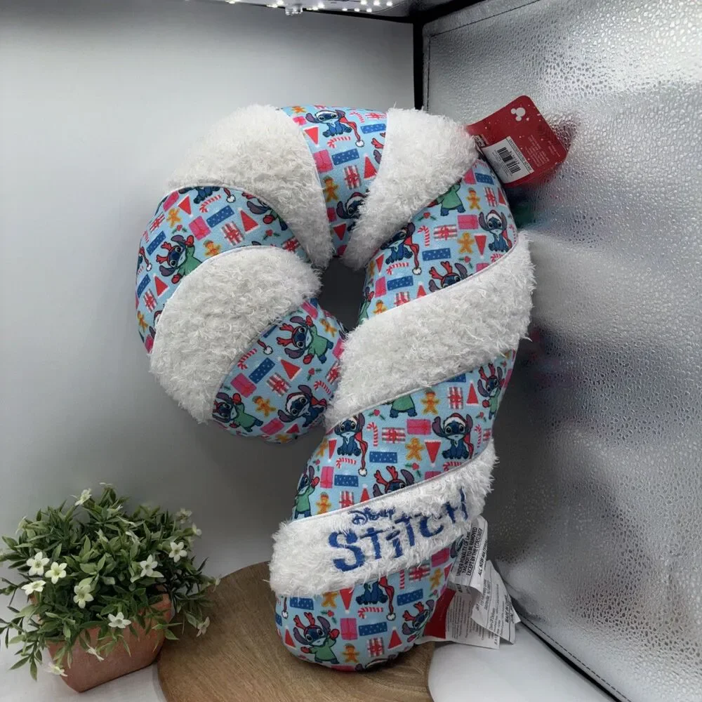 NWT Disney Stitch Candy Cane Shaped Pillow 18